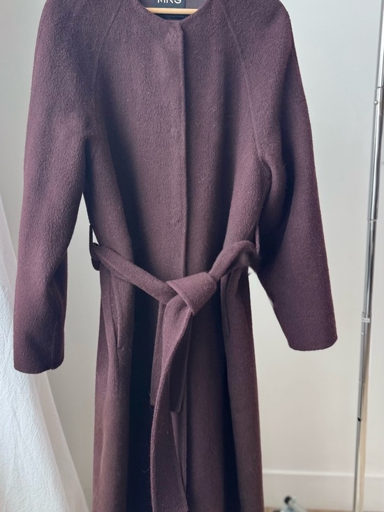Mango Jackets & Blazers - Mango Plum Belted Long Trench Coat